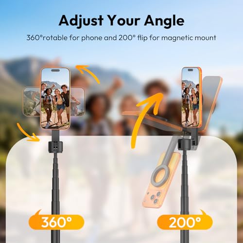 Image of ULANZI Phone Tripod,SK26 44.5'' Magnetic Selfie Stick for Magsafe w Remote, Portable Tripod for iPhone 17 Pro Extendable Cell Phone Stand Lightweight for Vlog Travel Recording Streaming Selfies