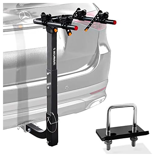 IKURAM R 2 Bike Rack Bicycle Carrier Racks Hitch Mount Double Foldable Rack for Cars, Trucks, SUV's and minivans with a 2" Hitch Receiver