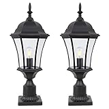 GOALPLUS Outdoor Post Light Fixture with Pier Mount for Yard 24" High 60W Post Lamp for Driveway Mat