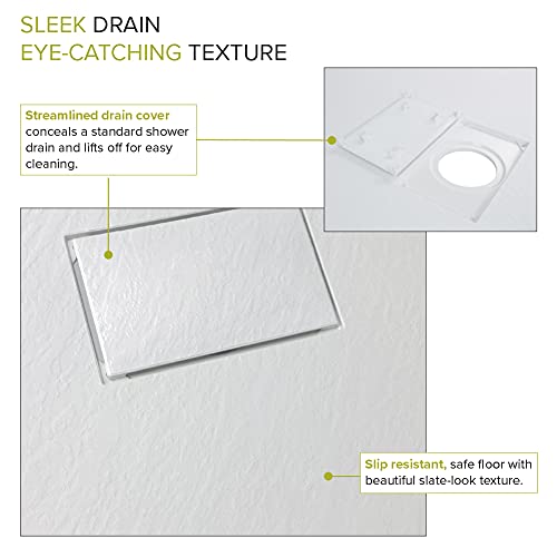 Transolid Flu3636C-31 Low Threshold L X 36-In W Shower Base With Center Drain, White #TOP3