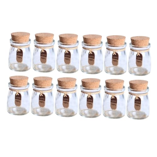 SHOWERORO 12 Piezas Tarros De Cristal Frascos De Boticario Mini Tarros De Albañil Tarro De Yogurtera Tarros De Conservas De Miel Botellas Con Etiquetas De Etiquetas Botes De Miel Bambú