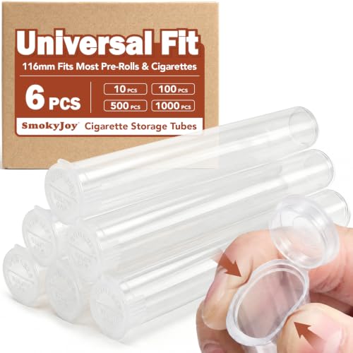 6 Clear 116mm Pop Tubes Plastic Container Single PreRoll Holder Storage Box for King Size Pre Rolled Clear Pre Roll Tubes Bulk