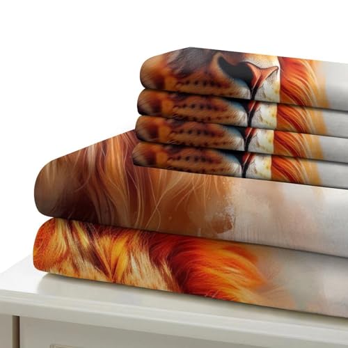 Parure de lit lion 3D microfibre douce sans repassage en 220x240cm