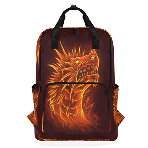 School Bag for Women Men Fire Dragon 10.5?l?5.5?w?15?h?inch Travel Camping Laptops Backpack Water Resistant Casual Daypack Teenagers Outdoor Bag