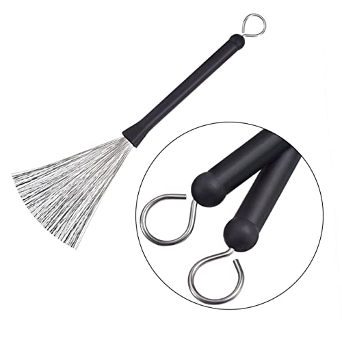 Conjunto de baquetas de bambú y cepillos de alambre de acero Levemolo para percusión acústica de jazz, incluye cepillos profesionales, baquetas de bambú y bolsa con cordón para almacenamiento miniatura 2