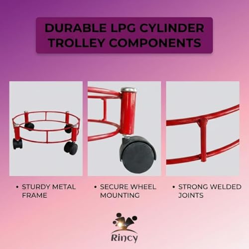 Image of Rincy Stainless Steel Wheel LPG Gas Cylinder Trolley with 4 Wheels (1 Pc) - WSG Gas Cylinder Trolley (Multicolor, Pack of 1)