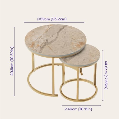 Image of Wakefit Kaltos Coffee Table I Marble Finish I Vitrified Tile Top I Breccia Natural