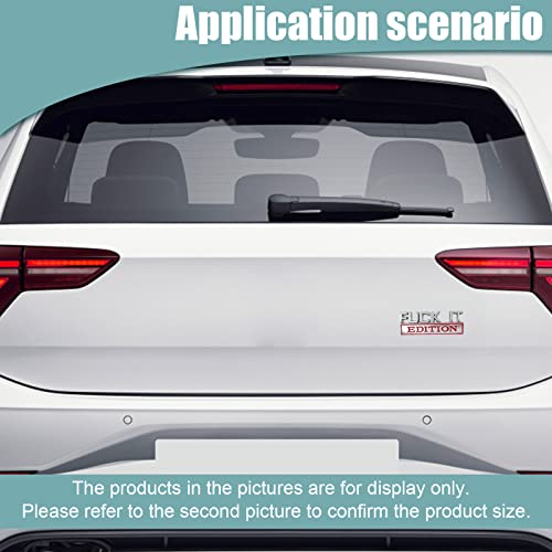 Image of 2PCS Car Emblem Fuck-IT Edition, 3D Letters Metal Material Decals, Trunk Emblem Decals Replacement, Side Fender Rear, Unversal of All Car Models (Silver-Red)
