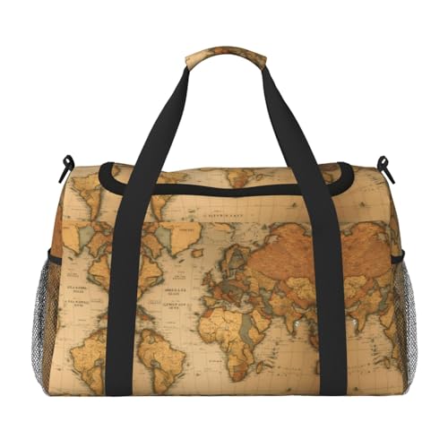 World Map Print Travel Duffle Bag Large Capacity Tote Stylish Weekender Bag for Outdoor Activities
