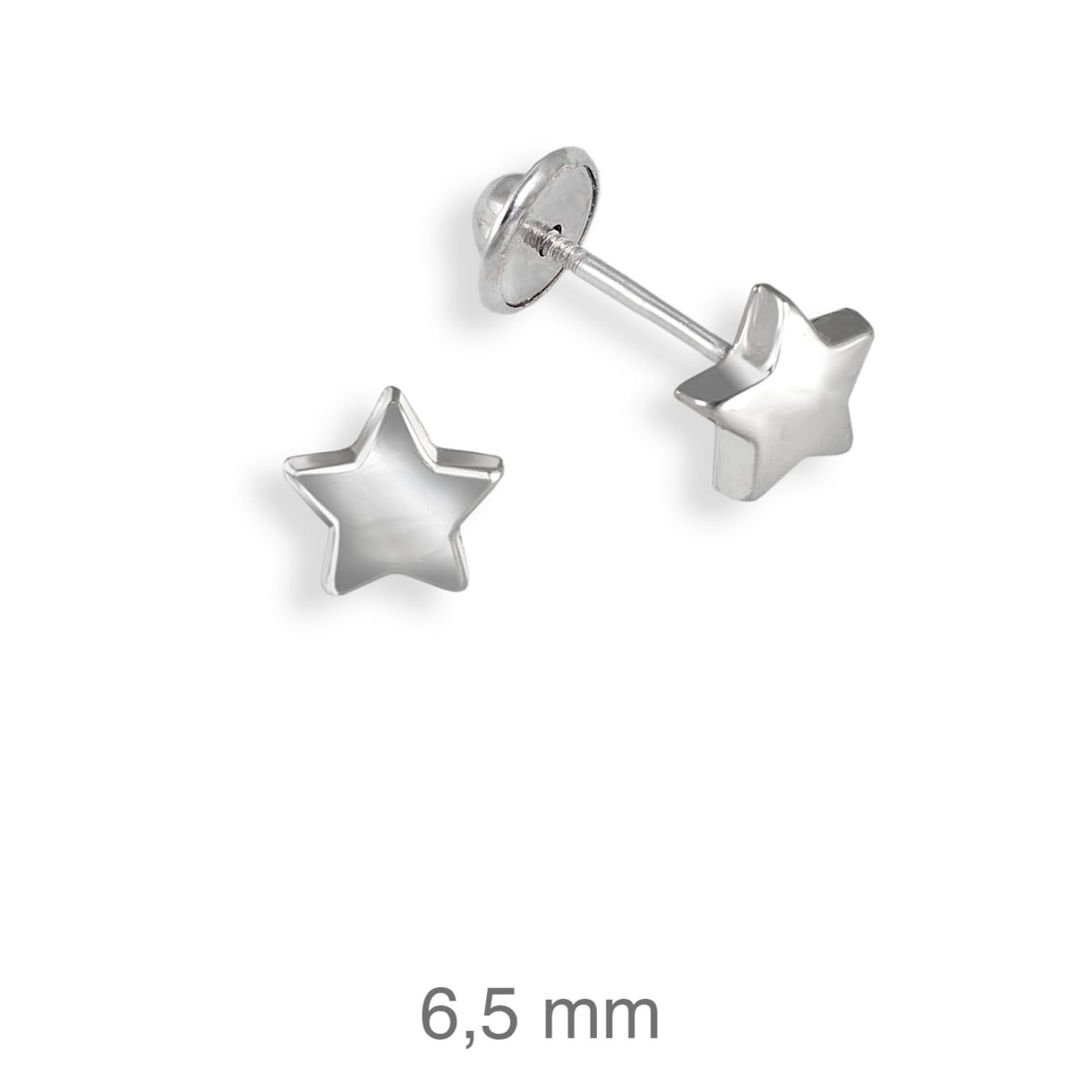 Tormalina - Orecchini da bambina con stella in argento Sterling 925, 6,5 mm, marca di gioielli tormalina by Martina, 6.5 mm, Argento sterling, Nessuna pietra preziosa