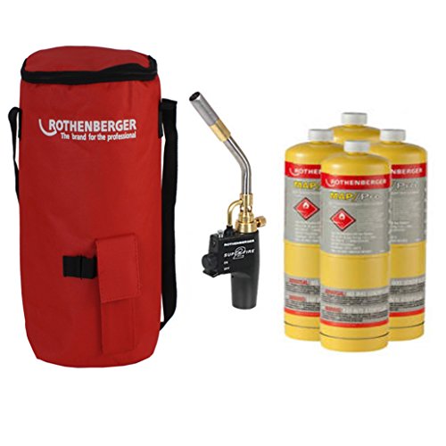 Rothenberger Hotbag Deal 19490 Super Fire 2 Torch 35644 Toolbag & 4 Mapp Gas