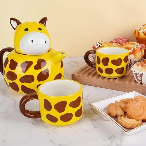 Théière en porcelaine Girafen contre le thé qui refroidit vite : tasses céramique avec couvercle