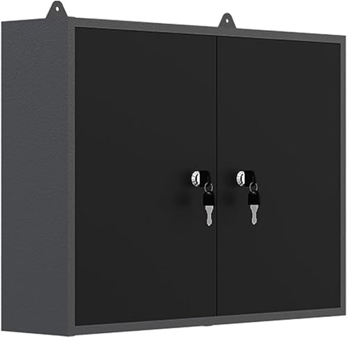 JZD Gabinete de pared de metal con puerta cerrada, para sótano Gaeage, negro y gris