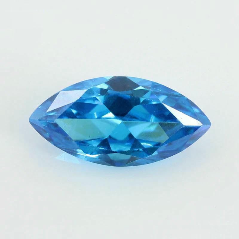 Cuentas de circonita cúbica sueltas de corte brillante multicolor con forma de marquesa 5A, gemas sintéticas para joyería, color azul marino, 10 x 20 mm, 50 unidades