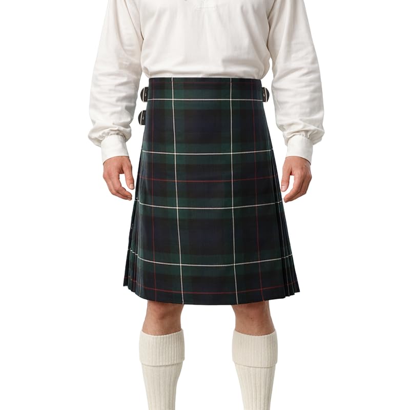 BRAW CLANS TARTANS Traditional Men's Kilt - 16oz Scottish 8 Yard Deluxe, Fringed Design with Extra Deep Pleats and Three Leather Straps - Special Occassions, Wedding