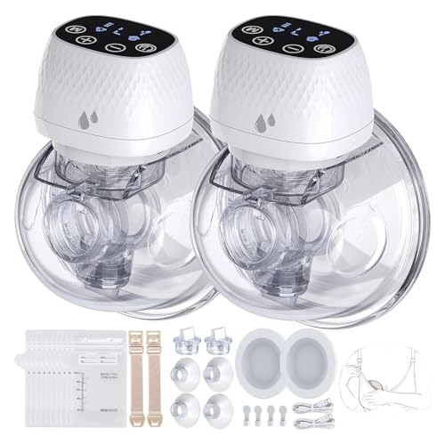 Image of ASAHINA Hands Free Breast Pump S12 Updated, Wearable Breast Pumps of Longest Battery Life & Touch Screen, Double Portable Electric Breast Pump with 3 Modes 9 Levels Suction-19/22/25mm Flange, 2 Pack