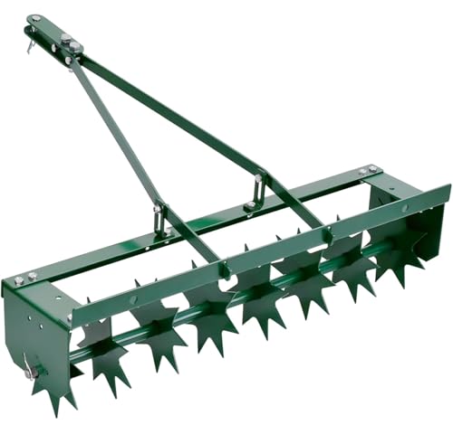 HUAGHEE 32-Inch Tow Behind Lawn Aerator with Steel Tines