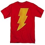 Captain Marvel Shazam Lightning T Shirt & Exclusive Stickers (X-Large)