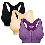 Women's Zip Front Sports Bra Wireless Post-Surgery Bra Active Yoga Sports Bras