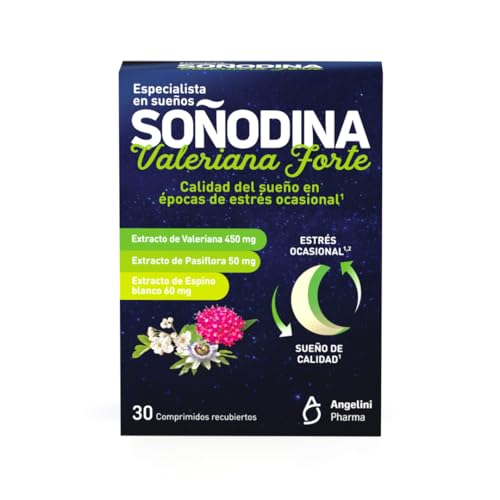 Soñodina Valeriana Forte 30 Comprimidos – Complemento alimenticio a base de ingredientes de origen natural como el extracto de valeriana – Facilita el inicio del sueño en épocas de estrés ocasional