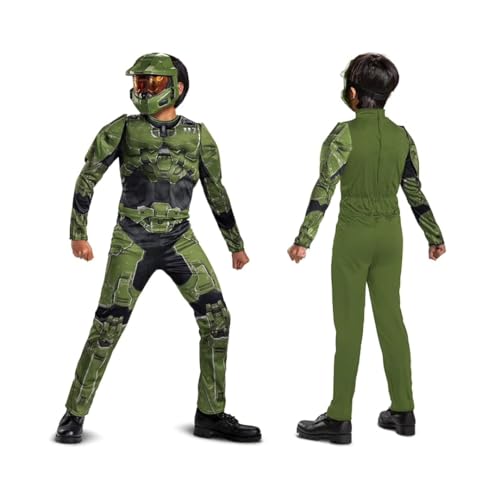 Disguise Déguisement de Master Chief Infinite sous licence officielle Halo – Costume de personnage emblématique de jeu vidéo Halo pour garçons – Costume de costumade de qualité supérieure pour enfants