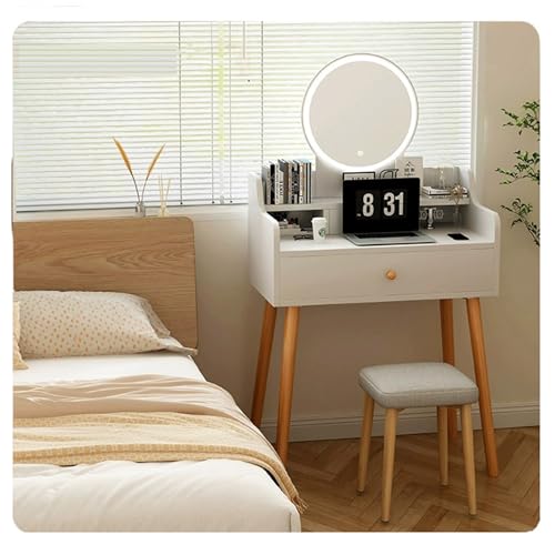 Tocador blanco con espejo LED para transformar el rincón de tu dormitorio elegante 3