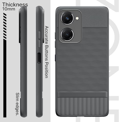 Image of Pikkme Back Cover for iQOO Z9 Lite 5G / Vivo T3 Lite 5G / Vivo Y18 / Y18e / Y03 Camera Protection 3D Hexa Cube Design Silicone Protective Bumper Case (Grey)