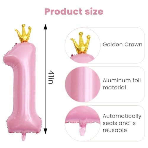 Alaoo Foil Ballons,Numéro 0 Couronne Ballons Fête Grands 40pouces,Ballon Anniversaire pour Femmes Filles Enfants pour Décoration Fête à Thème Rose Remise Diplôme Baby Shower Célébrations Mariage – vue 2