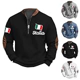 maglione da uomo stampato italiano maglione da uomo 1/4 zip collo a maniche lunghe maglioni con bandiera italia felpa grafica rilassata vintage pullover per il tempo libero per le nazioni italia