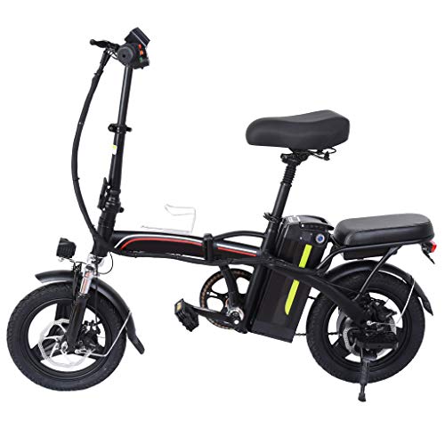 Folding Electric Bike Portable Ebike,12 Inch Adult Electric Bicycles With 36V Battery 350W City Commuter Electric Moped Ebike (Black)