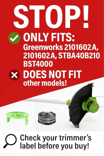 Chway 11 Pcs Dual Line String Trimmers Spools Compatible with Greenworks Model 2101602, 2101602A, STBA40B210, BST4000, 0.065" Line Replacement Spool (2900719) and Spool Cap Cover(9 Spools + 2 Caps)