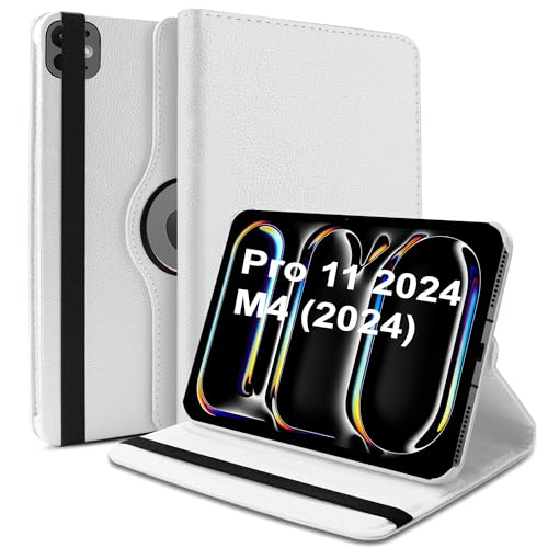 Image of TGK Rotating Case for iPad Pro 11 Inch M5 2025 /M4 2024 Model A3357 /A3358 /A3359 /A2836 /A2837 /A3006, Cover for 6th /5th Gen iPad Pro 11 inch (White)