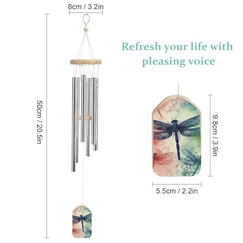 Carillon éolien en aluminium 52cm libellule suspendu pour déco jardin - 3
