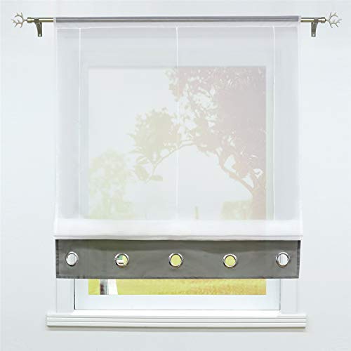 SCHOAL Raffrollo mit Tunnelzug Transparente Raffgardine Modern...