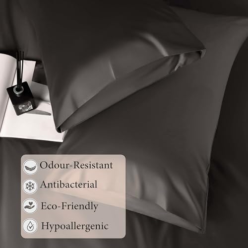 Image of RD TREND Satin Fitted Solid Bedsheet King Size 78x72x10 Inch, Elastic Bedsheets for King Size Bed with 2 Pillow Covers-18x28 Inch (Dark Coffee), 400 TC