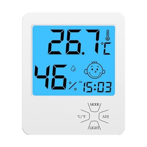 屋外温度計 液晶デジタル屋内温度湿度計時計電子家庭用温度計メーターバックライト機能付き湿度計 使いやすい