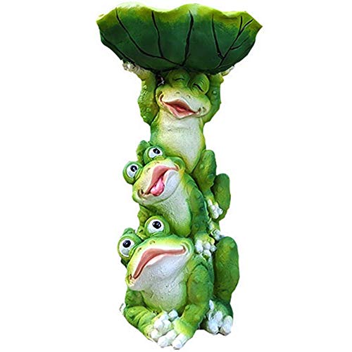 Statues de jardin de grenouille avec mangeoire à oiseaux et déco pour balcon fleuri