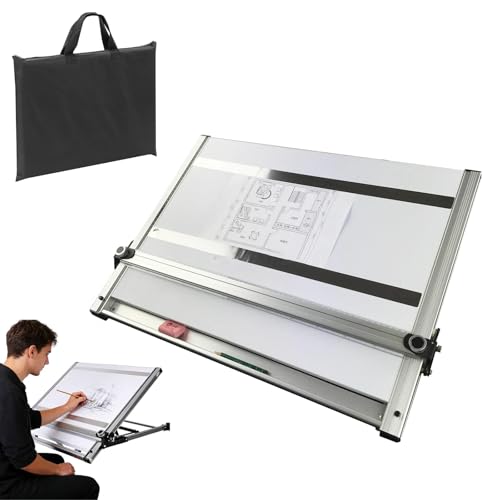 Tablero de dibujo portátil, ajustable arquitectónico con movimiento paralelo recto con inclinación de 6 niveles para bocetos, dibujos, pintura, espacio de trabajo de escritorio