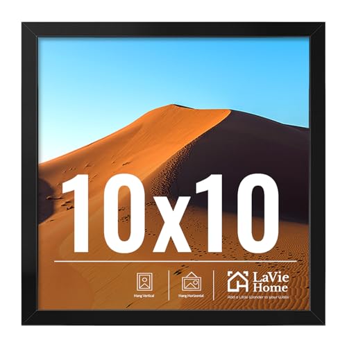 Image of LaVie Home 10x10 Picture Frame for Wall Display, 10x10 Black Picture Frame with HD Plexiglas, 10 x 10 Square Frame 1 Pack, Display Frame for Vertical or Horizontal, Classic Collection