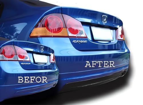 Image of KOMAS 12 inch X 48 inch Tint Vinyl Film Sticker Sheet Roll for Car Headlight, Tail Lights, Fog Lights with Squeegee + Cutter (Glossy Orange)