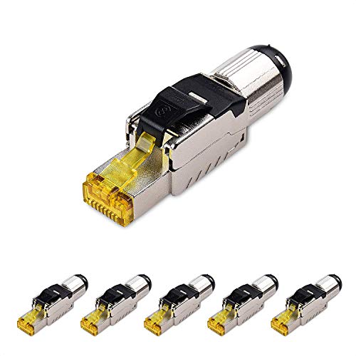 Cable Matters 6-Pack Tool Free Shielded RJ45 Cat 8, Cat8 Field Termination Plug, Cat8 Connector, Cat8 Plug