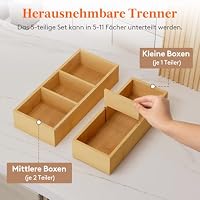 Lifewit 5 Pack Stapelbar Schubladen Organizer Holz mit 6 Einsätzen – Ansicht 4