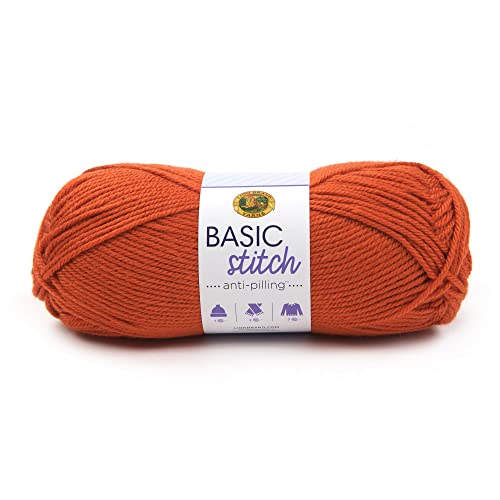 Image of Lion Brand Yarn Basic Stitch Anti-Pilling Knitting Yarn, Yarn for Crocheting, 1-Pack, Pumpkin