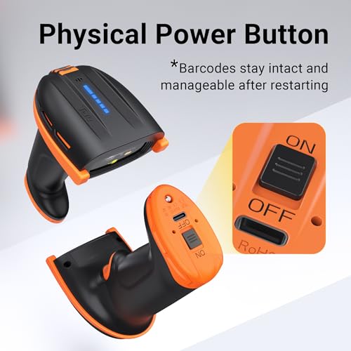 Image of Tera 2D Barcode Scanner with Power Switch Battery Level Indicator Replaceable Battery Wall Mountable Stand 1D 2D QR Works with Bluetooth 2.4G Wireless USB Wired Bar Code Reader D6100