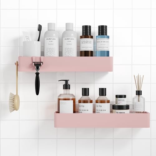 Kitsure Shower Caddy Adhesive, Stylish Shower Organizer, XX-Large, Pink