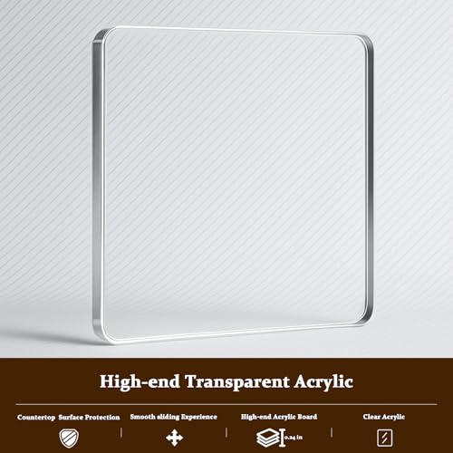 Image of Transparent Acrylic Appliance Slider - 13 inch x 9.45 inch Coffee Maker Slider Tray for Countertop, Compatible with Ninja CM401, CE251, CM371, BLACK+DECKER CM5000B, and Other Small Appliances