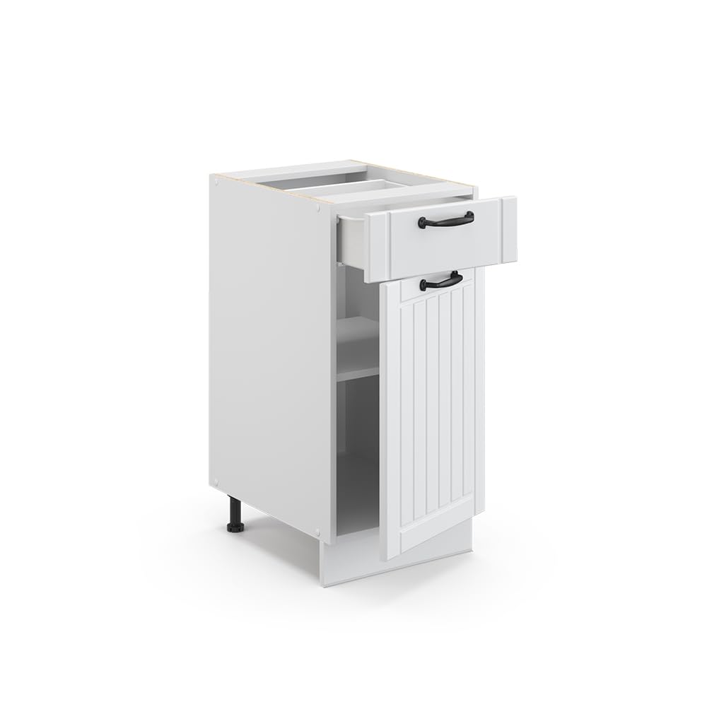 Vicco Mueble bajo de Cocina Fame-Line, Blanco casa de Campo, 40 cm sin encimera, para Combinar con Otros módulos de la Serie Fame-Line