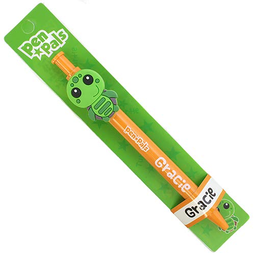 Stands Out, Supplying Outstanding Gifts Gracie Girls Personalised Orange Retractable Pen With a Fun Turtle Character With Blue Ink