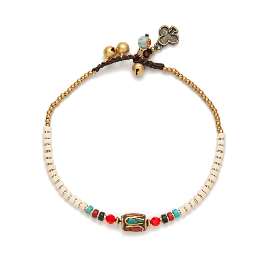 kelistom Bohemian Ankle Bracelets for Women Handmade Natural Stone Beaded Chain Anklet