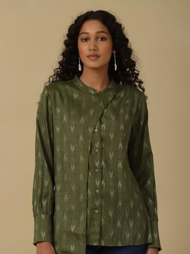 Image of Aarke Ritu Kumar Green Yarn Dyed Shirt